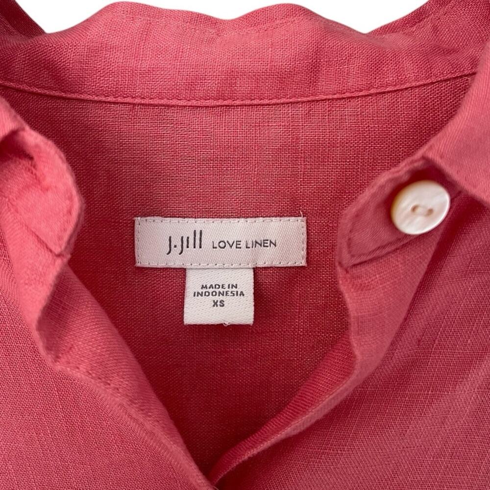 J. Jill Linen Shirt Button Collar Pink Boho Lagenlook Cottagecore Minimalist XS - Picture 7 of 12